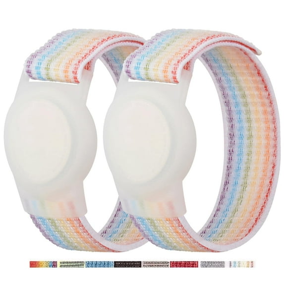 YUNOVA Wristband for Airtag Kids, 2 Pack Nylon Bracelet for Apple Air Tag Anti Lost GPS Tracker Holder with Protective Case Strap for Children, Adjustable Watch Bands for Toddlers Girls Boys Elders