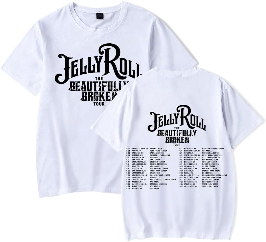 YUNQI Jelly Roll Beautifully Broken Tour TShirt 2024 Tour Date Merch