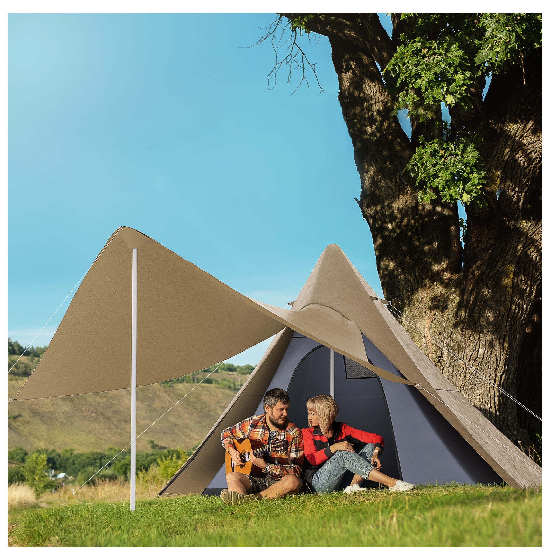 YUNTIE 2 3 Person Teepee Tent Easy Setup Camping Tent w Porch Walmart