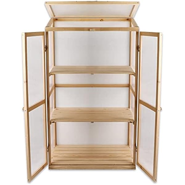 YUNTIE 3Tier Wooden Cold Frame Garden Nursery Vented Greenhouse