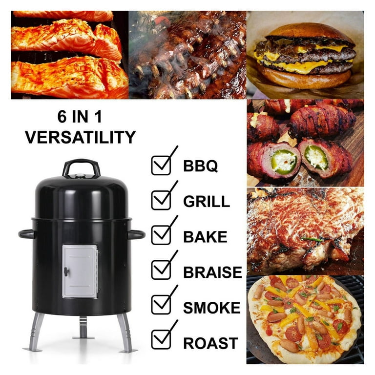 YUNTIE 32 Charcoal Smoker BBQ Grill 3IN1 Outdoor Vertical Smoke Portable Meat Cooker Walmart