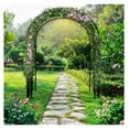 YUNTIE 85 Inch Tall Outdoor Metal Garden Arch Trellis Gothic Arbor for