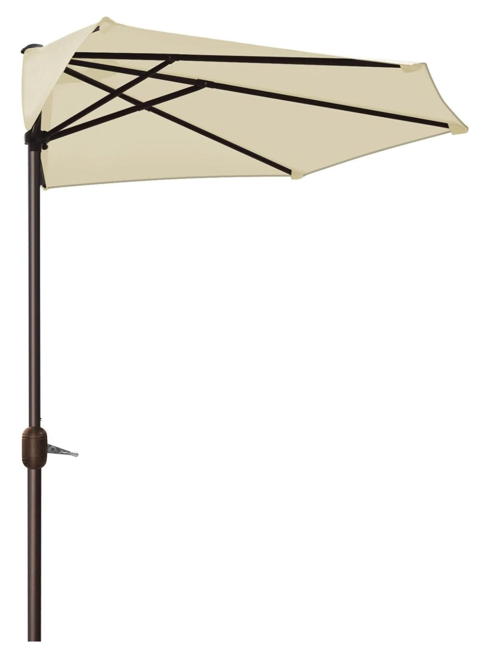 YUNTIE 9ft Outdoor Patio Half Umbrella 5 Ribs Half Round Patio Market ...