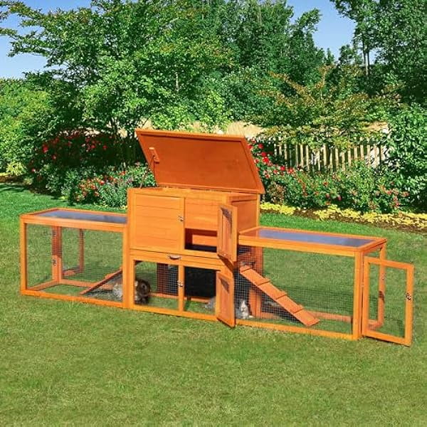YUNTIE Extra Large Rabbit Hutch Bunny Cage Outdoor Indoor, 2Story 94.5