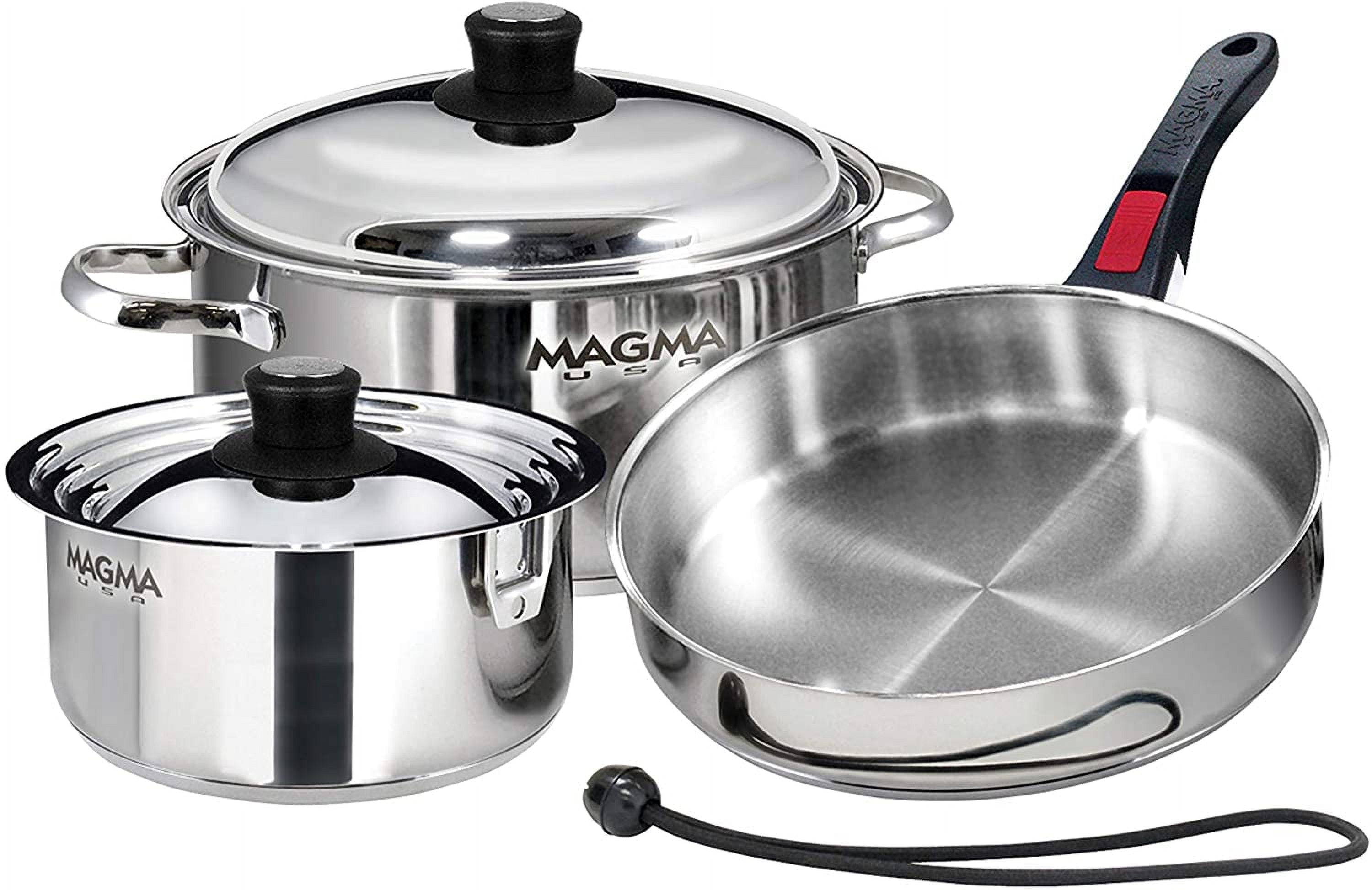 Silver Stainless Steel Non-Stick 7-Piece Nesting Cookware Set