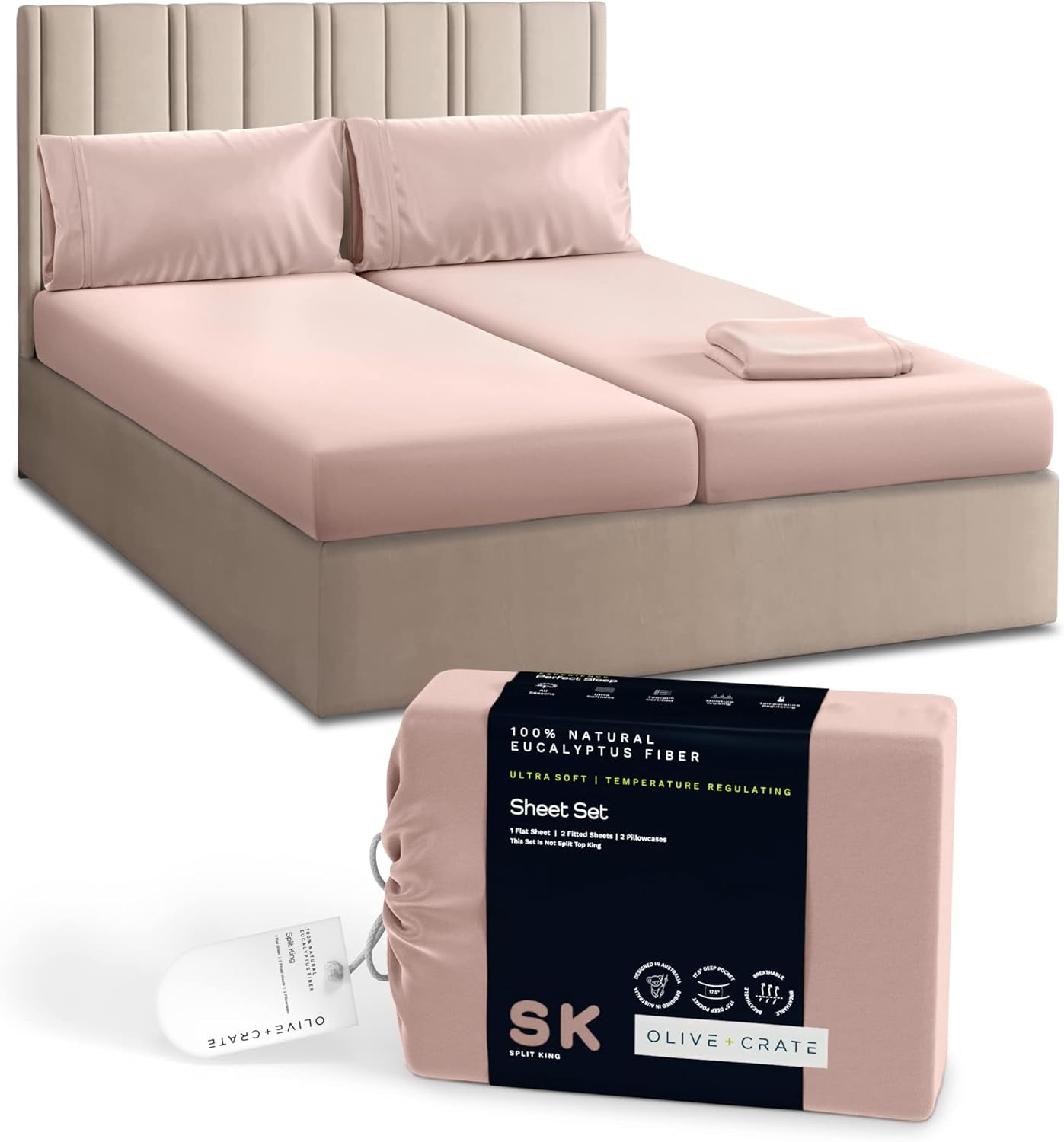 YUNWEN Split King Sheets Sets for Adjustable Bed 100 Certified