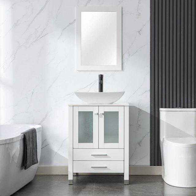 YUNXI 24" Bathroom Vanity with Sink, Elegant Series with Solid Wood
