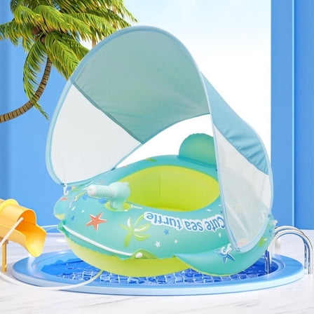 GrowAlong Baby Pool Float with Canopy, UPF50+ Sun Protection, Inflatable Ocean Animal Toys