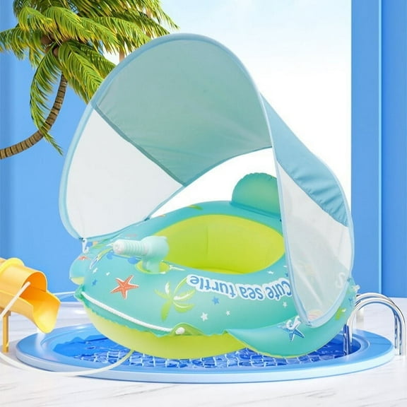 GrowAlong Baby Pool Float with Canopy, UPF50+ Sun Protection, Inflatable Ocean Animal Toys