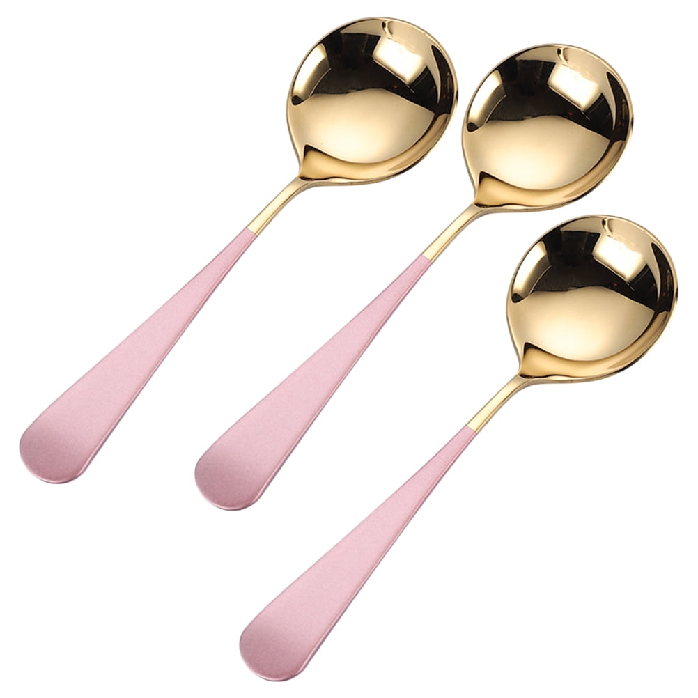 YUNXNK Spoon Spoons Soup Metal Steel Dinner Stainless Set Chinese Ladle ...