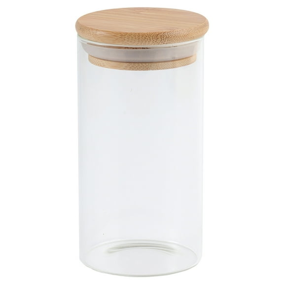 YUNXNK Storage Container Sealed Pot Clear Jar Food Jars Organiser Lid Flour Organizer Cupboard Canister Airtight Grain Bamboo