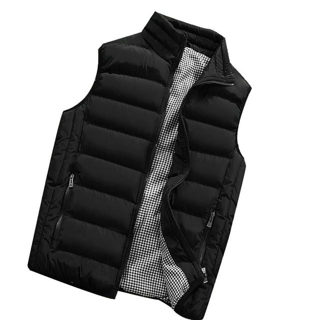 YUNZHAO Men Vest Puffer Fleece Lined Jacket Men Casual Jacket Men's