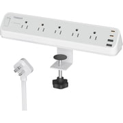 YUNZII Desk Clamp Power Strip 6FT, 2100J Surge Protector, 5 Outlets 4 USB Ports 2 USB C, Grey