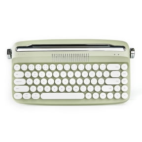 YUNZII Retro Wireless Typewriter Keyboard with Stand, USB-C/Bluetooth, Cute Round Keycaps,Stand for Table, Phone, PC and Win/Mac/Android,Green