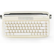 YUNZII Retro Wireless Typewriter Keyboard with Stand, USB-C/Bluetooth, Cute Round Keycaps,Stand for Table, Phone, PC and Win/Mac/Android,Yellow