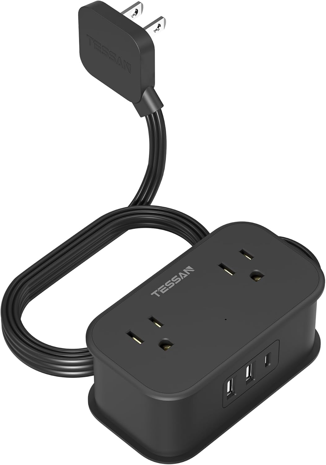 YUNZII Short Extension Cord 3.3FT, Power Strip with Type C, 4 Outlets 3 USB Ports,For Business Trips, Travel