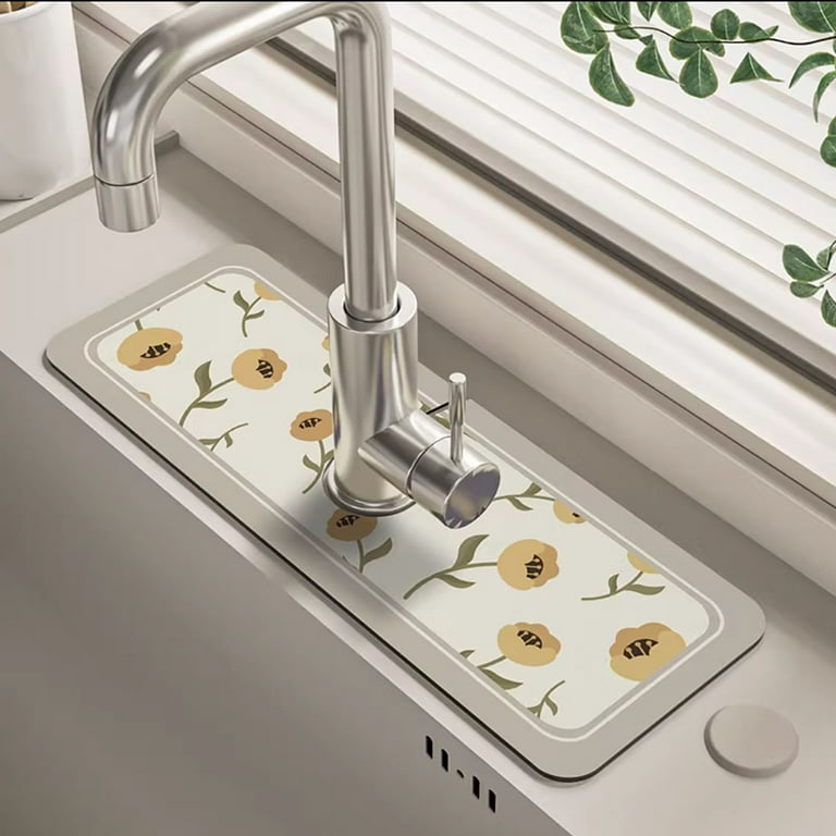 Yunx Faucet Draining Mat Wear-resistant Water Absorption Flower Pattern Faucet Splash Mat Household Supplies, Other