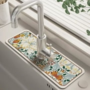 YUNx Faucet Draining Mat Wear-resistant Water Absorption Flower Pattern Faucet Splash Mat Household Supplies