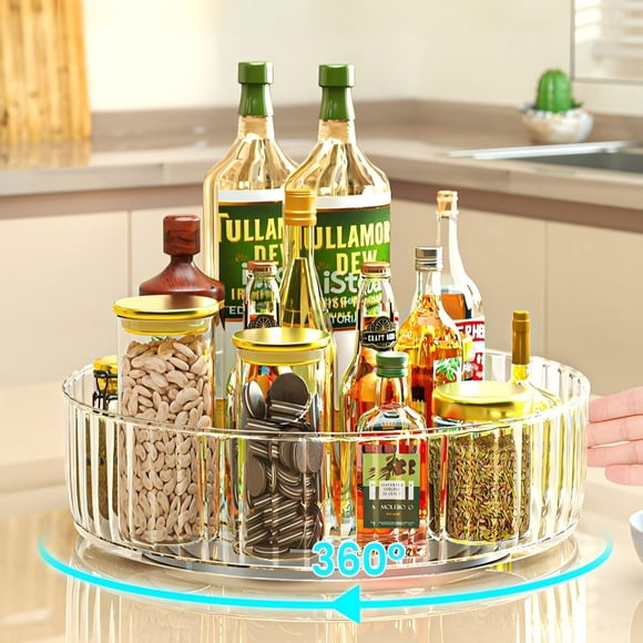 YUOFD Lazy Susan Turntable Organizer 11'' , 360 Transparent Rotating Spice Rack Organization for Cabinet, Kitchen, Pantry, Countertop, Bathroom, Vanity, Medicine Cabinet Organizer