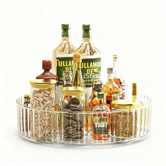 YUOFD Lazy Susan Turntable, 360 Transparent Rotating Seasoning Organizer for Kitchen