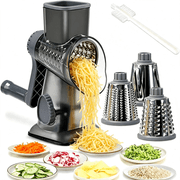 YUOFD Rotary Cheese Grater, Handheld Cheese Shredder with Kitchen Grater Vegetable Slicer,3 Interchangeable Blades, Dishwasher Safe, Easy to Clean Grater for Vegetable, Fruit, Nuts,Chocolate