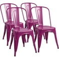 thumbnail image 1 of YUONAO Metal Dining Chair Set of 4, Stackable Trattoria Bistro Chairs for Indoor and Outdoor Use, Vintage Chic Side Chair for Cafe, Kitchen, Patio, Restaurant (Purple), 1 of 12