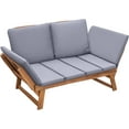 thumbnail image 1 of YUONAO Outdoor Convertible Sofa Couch, Acacia Wood Patio Couch with Adjustable Armrests, Removable Cushions & Pillows, Modern Outdoor Seating for Porch, Garden, Deck, Poolside(Grey), 1 of 7