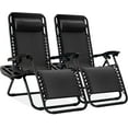 thumbnail image 1 of YUONAO Set of 2 Zero Gravity Lounge Chairs with Cup Holders & Pillows, Adjustable Steel Mesh Recliners for Patio, Garden, Camping, Poolside, Outdoor Relaxation - Black, 1 of 8