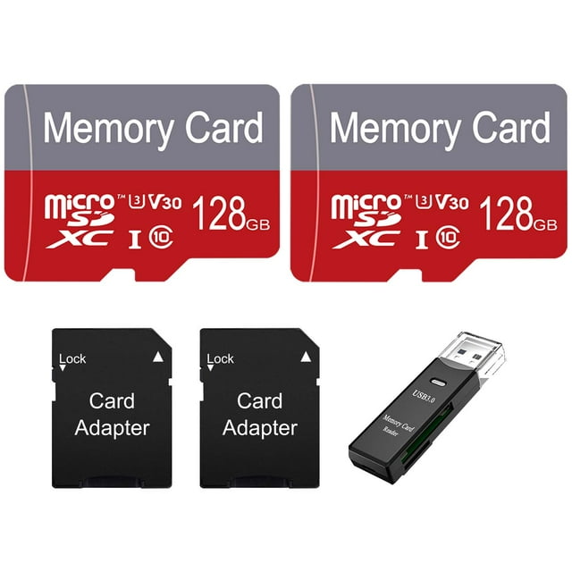 YUOY 128GB Micro SD Card with Adapter 2 Pack Micro SD XC High Speed UHS1 Memory Card (C10 U3