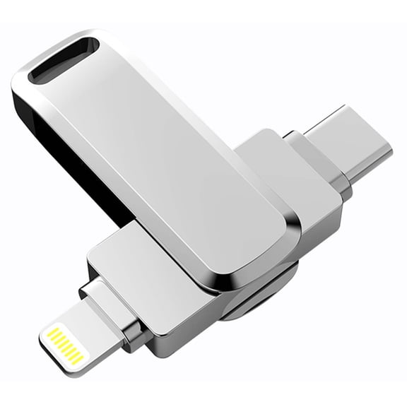 YUOY 512GB Flash Drive for iOS Android Phone/pad/USB C Devices 2-in-1 Photo Stick High Speed External Thumb Drive Memory Stick  (Silver)