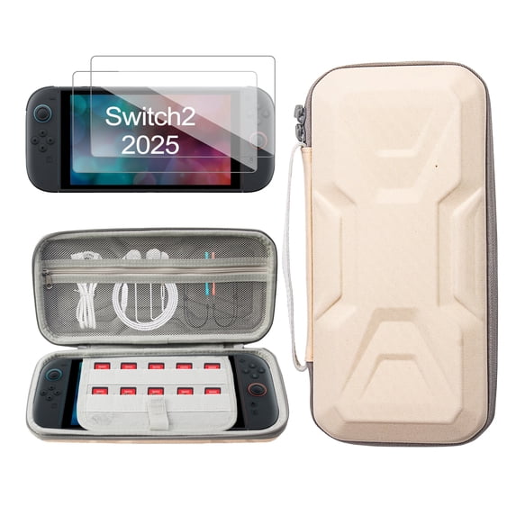 YUOY Switch 2 (2025) Carrying Case – Slim Travel Bag with 2 HD Screen Protectors,10 Game Slots, Water-Resistant Nylon & Shockproof EVA Shell, Mecha-Design Protective Case for Nintendo Switch 2