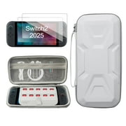 YUOY Switch 2 (2025) Carrying Case – Slim Travel Bag with 2 HD Screen Protectors,10 Game Slots, Water-Resistant Nylon & Shockproof EVA Shell, Mecha-Design Protective Case for Nintendo Switch 2