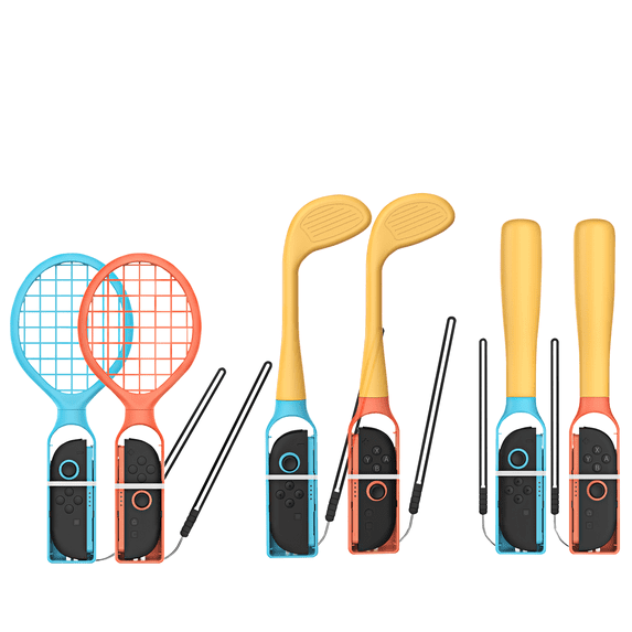 YUOY Switch 2 Sports Accessories Bundle - 6 in 1 Family Pack with 2 Golf Clubs, 2 Tennis Rackets, 2 Baseball Bats for Nintendo Switch 2 Joy-Con