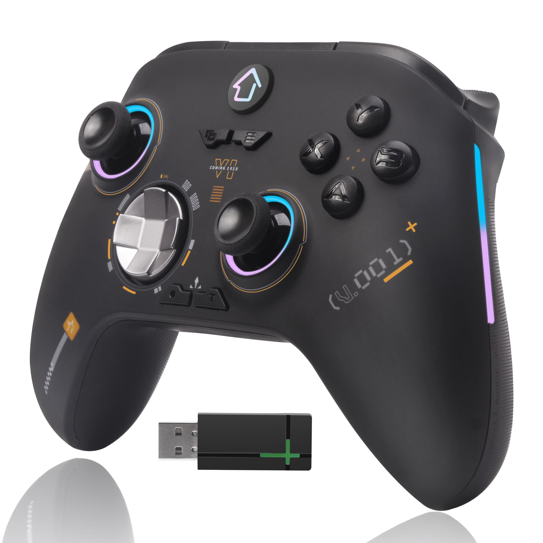 YUOY Wireless Controller for Xbox One X/S & Series X/S, with RGB Light, Programmable, Turbo, Motion Sensor, Dual Vibration - Black