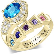 YUPPOLKR Birthstone Ring Gift for Mom Personalized Mothers Ring with 1-8 Simulated Birthstones Snake Shape Ring Birthday Anniversary Mothers Day Christmas Custom Gift for Women
