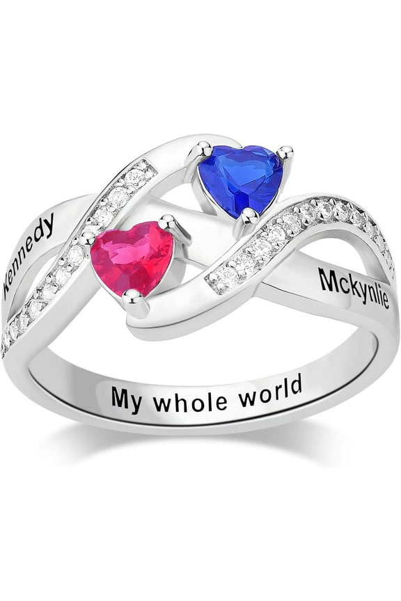 Personalized 2-6 Birthstone Rings 925 Sterling Silver Personalized Grandma Mother Rings Custom Engagement Name Rings for Her Girlfriend Wife