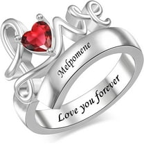 YUPPOLKR Personalized Birthstone Rings for Women Custom Heart Mother Ring Engagement Promise Rings Mothers Day Anniversary Birthday Custom Gift for Women Mom Grandmom