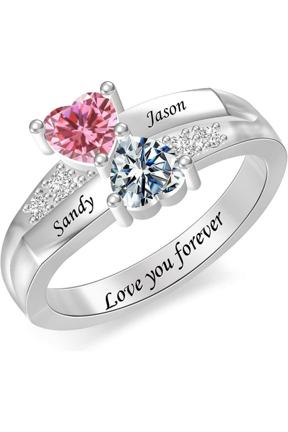 Personalized Mother Ring with 1/2/3/4/5/6/7/8/9 Birthstones & Names Family Ring Custom Anniversary Rings for Women Mother Grandma Mother's Day