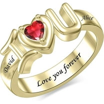 YUPPOLKR Personalized Mother Rings with Birthstones & Names Custom Birthstone Heart Ring Engagement Promise Rings Mothers Day Birthday Gift for Women Mom