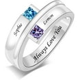 thumbnail image 1 of YUPPOLKR Personalized Mothers Ring with 1-6 Simulated Birthstones Sterling Silver Engraving Family Name Ring Mother's Day Anniversary Birthday Gift for Mother Grandma Daughter, 1 of 7