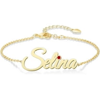 YUPPOLKR Personalized Name Bracelet or Anklet Custom Birthstone Bracelet for Women Adjustable Name Bangle Bracelets for Wife Mother Daughter Girlfriend