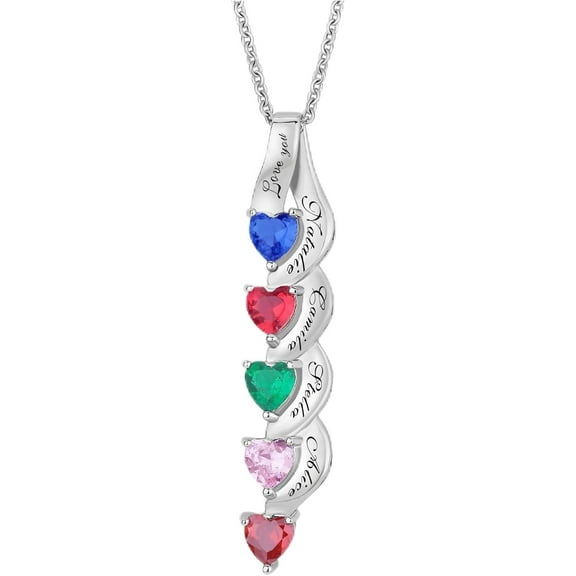 YUPPOLKR S925 Sterling Silver Custom Mother Necklace with 1-6 Names & Birthstones for Mom Women Personalized Name Birthstone Necklace for Mothers Day Christmas