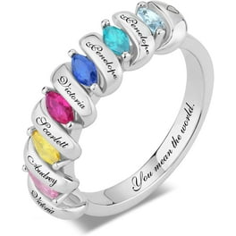 Nana U'r Family 1-9 Simulated Mother Ring Birthstones for Women