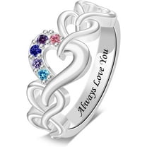 YUPPOLKR Sterling Silver Mothers Rings with 1-8 Birthstones Personalized Engraving Rings Mothers Day Anniversary Birthday Personalized Gift for Women Mom Grandmom