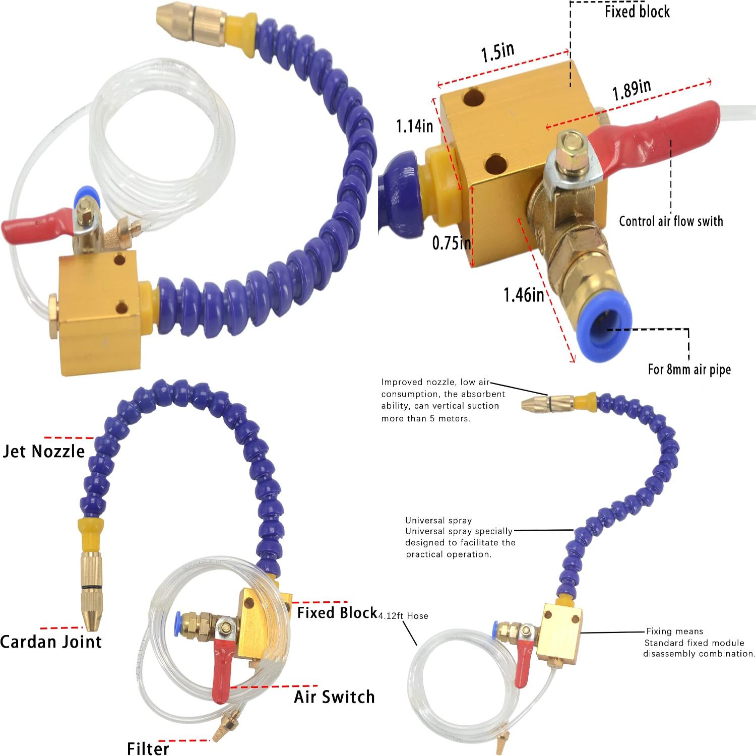 YUQIAOX Efficient Cool Mist Lubrication Spray System for 8mm Air Pipe