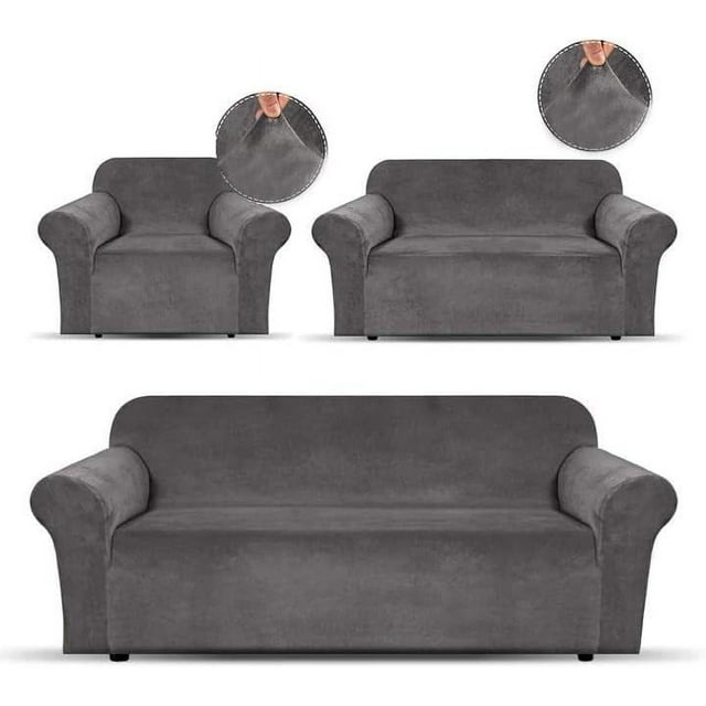 YUQIN 3Piece Couch Cover Set, Sofa, Loveseat, and Arm Chair Slipcovers, Form fit Stretch
