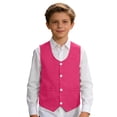 thumbnail image 1 of YUQIN Boys Formal Vest 4 Button Suit Vests Solid Color Sleeveless Dress Waistcoat For Kids And Teens Elegant Performance Party Vest Classic T-Shirts Top, 1 of 6