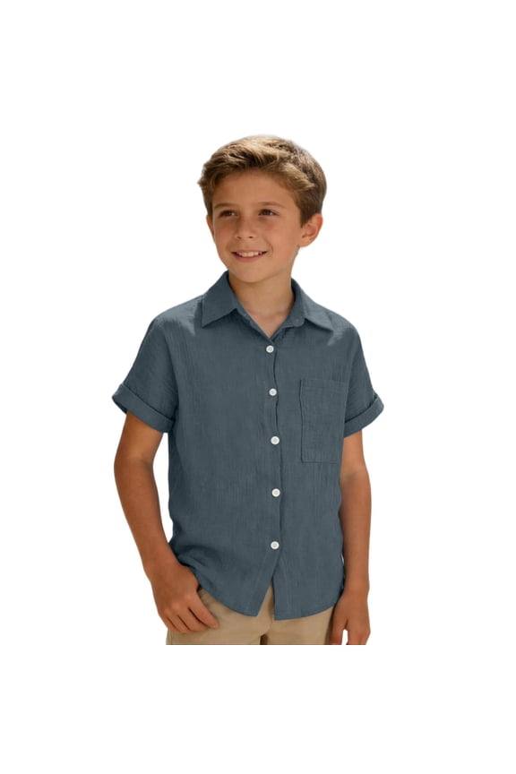 Girl's Tops Classic Solid Color Short Sleeve Shirts For Girls Button Down Shirt Casual Blouse Everyday Solid Color Fashion Top Casual Dressy Blouses