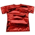 thumbnail image 1 of YUQIN Girls Glitter Shiny Metallic T Shirts Kids Short Sleeve Tees Dance Blouse Party Performance Stretch Top Solid Color Stage Wear Fashion Casual Tee Tops, 1 of 3