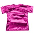 thumbnail image 1 of YUQIN Girls Glitter Shiny Metallic T Shirts Kids Short Sleeve Tees Dance Blouse Party Performance Stretch Top Solid Color Stage Wear Trendy Tops Tshirt, 1 of 4